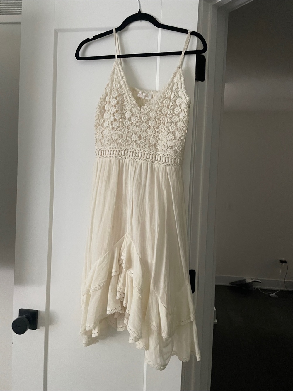 Girls Cream Lace Bodice Spaghetti Strap Dress
